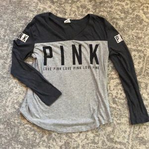 VS Pink Long Sleeve V-neck
